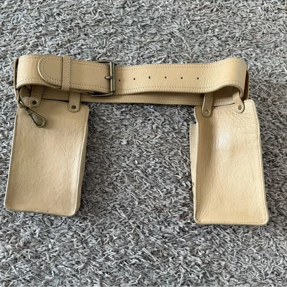 Free people belt. Tool belt look. Size small. Leather suede. Beige color. - Picture 2 of 10
